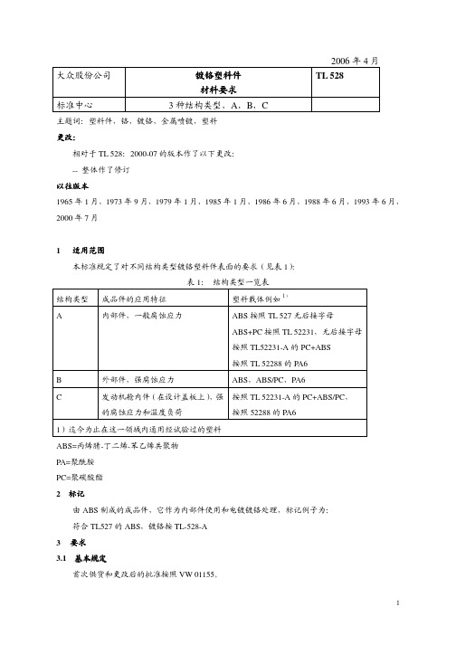 镀铬试验标准TL 528-2006