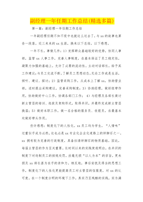 副经理一年任期工作总结(精选多篇)