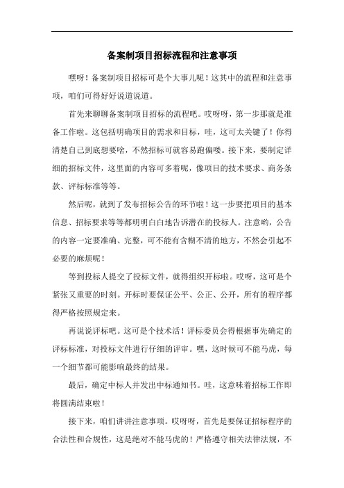 备案制项目招标流程和注意事项