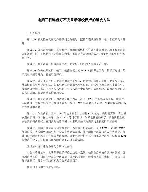 电脑开机键盘灯不亮显示器没反应的解决方法