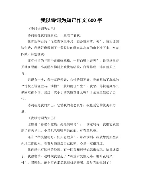 我以诗词为知己作文600字