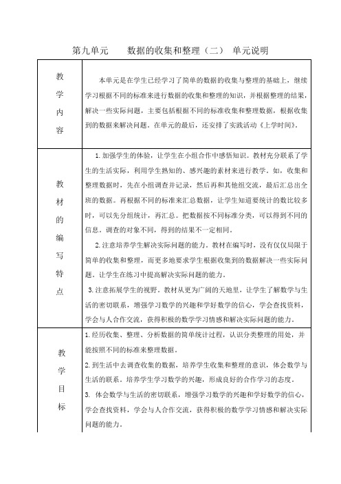 苏教版数学三年级下册第九单元《数据的收集和整理》教案