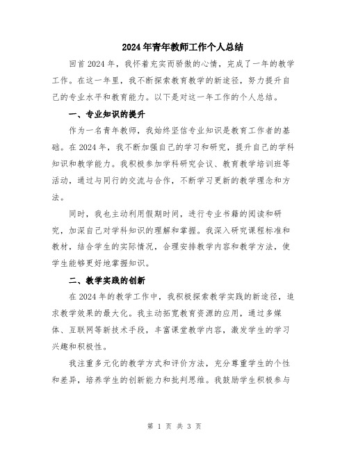 2024年青年教师工作个人总结