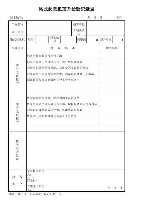 塔吊顶升检查记录表