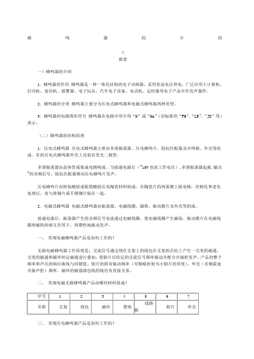 蜂鸣器的介绍