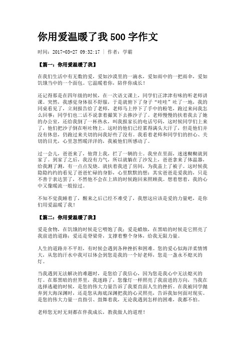 你用爱温暖了我500字作文