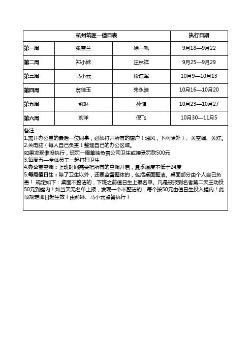 值日表