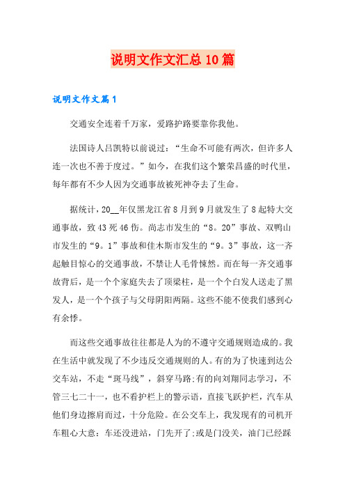 说明文作文汇总10篇