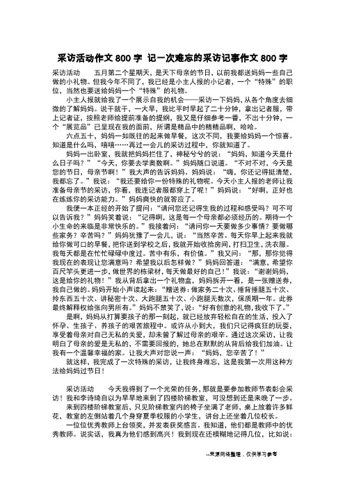 采访活动作文800字 记一次难忘的采访记事作文800字_作文800字