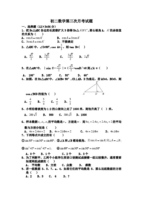八年级下学期第二次月考数学试题