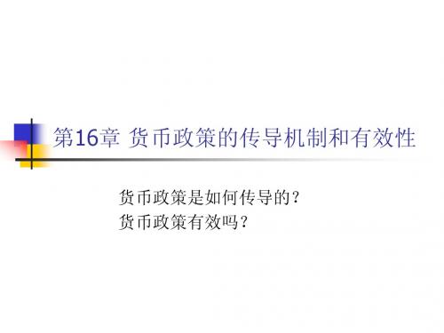 第16章 货币政策的传导机制和有效性