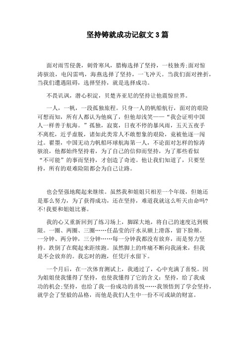 坚持铸就成功记叙文3篇