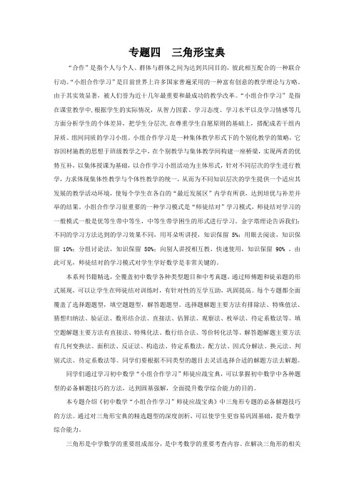 专题4：初中数学“小组合作学习”师徒应战宝典之三角形宝典--解析版