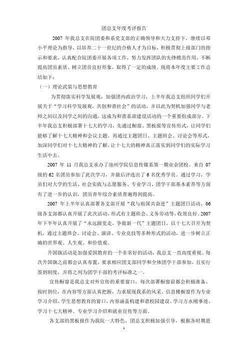 团总支年度考评报告