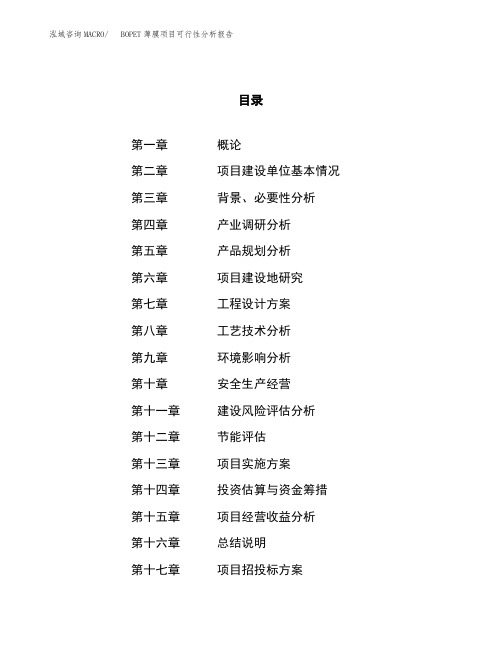 BOPET薄膜项目可行性分析报告(立项申请范本)