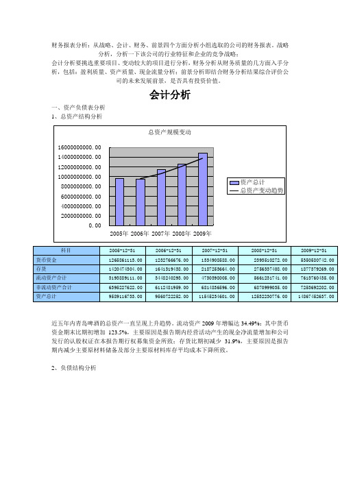 青岛啤酒财务报表分析