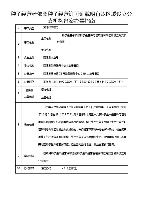 种子经营者按种子经营许可证载明有效区域设立分支机构备