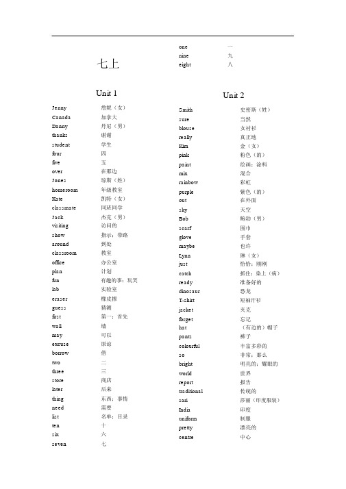 冀教版初中英语词汇表(完整)