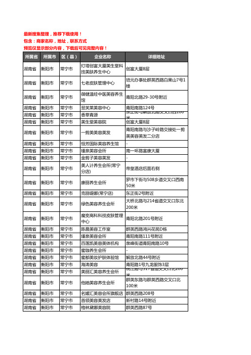 新版湖南省衡阳市常宁市美容院企业公司商家户名录单联系方式地址大全114家