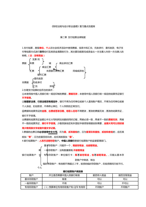 《财经法规与会计职业道德》复习重点：第二章 支付结算法律制度