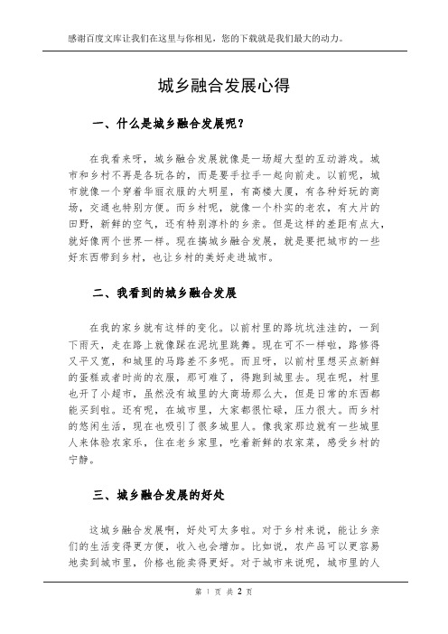 城乡融合发展心得
