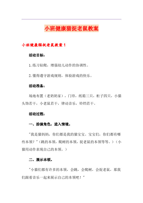 小班健康猫捉老鼠教案