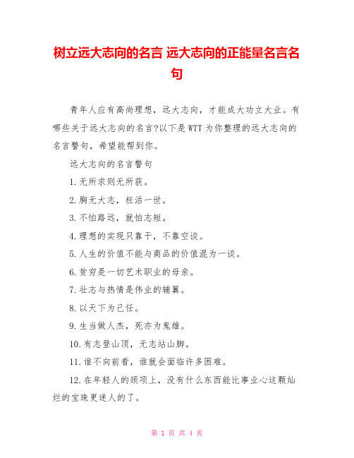树立远大志向的名言 远大志向的正能量名言名句 