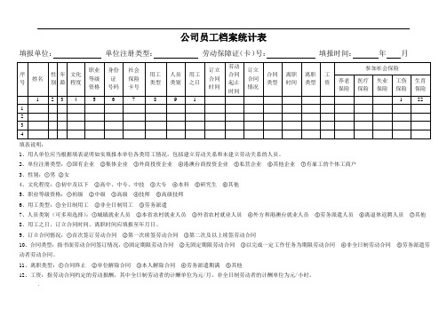 公司员工档案统计表