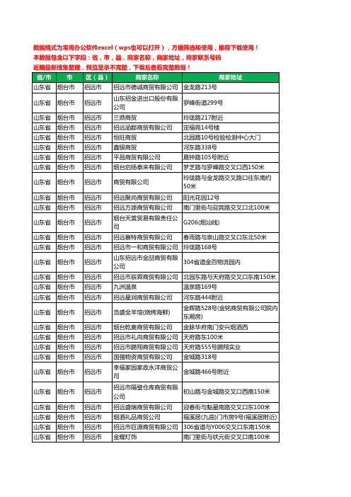 2020新版山东省烟台市招远市商贸有限公司工商企业公司商家名录名单黄页联系电话号码地址大全62家