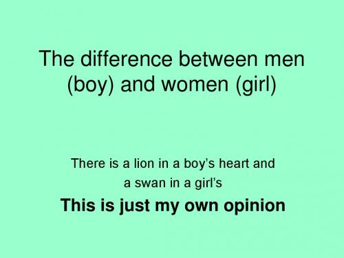 大学英语演讲稿The difference between men (boy) and