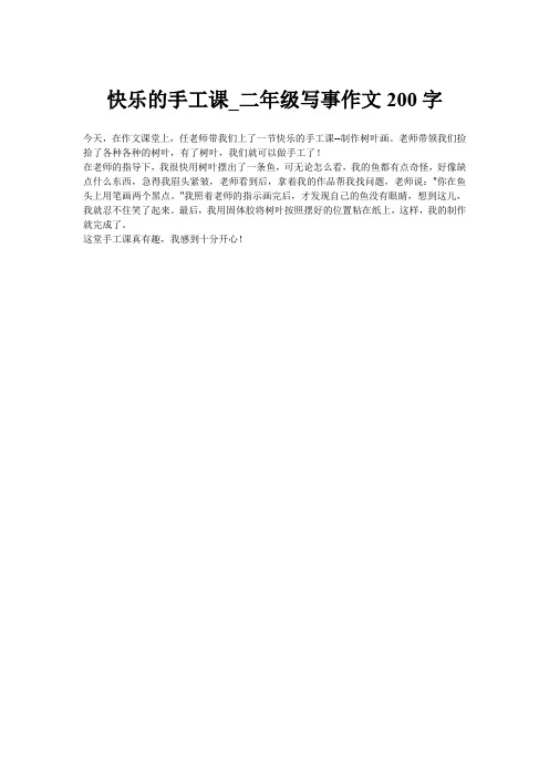 快乐的手工课_二年级写事作文200字