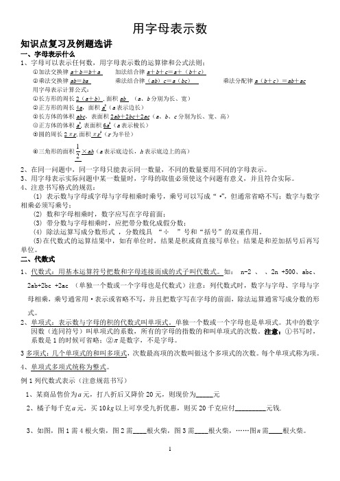 北师大版七年级数学上册第三章字母表示数