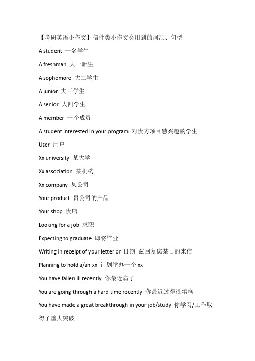 【考研英语小作文】信件类小作文须掌握的词汇、句型