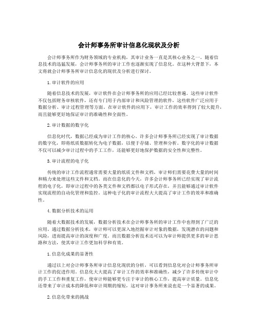 会计师事务所审计信息化现状及分析