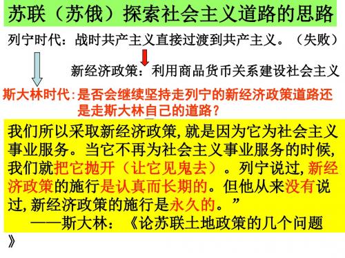 人民版第课斯大林模式的社会主义建设道路人民版(修改版)