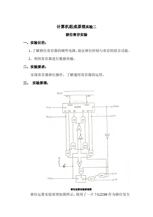 计算机组成原理移位寄存实验报告