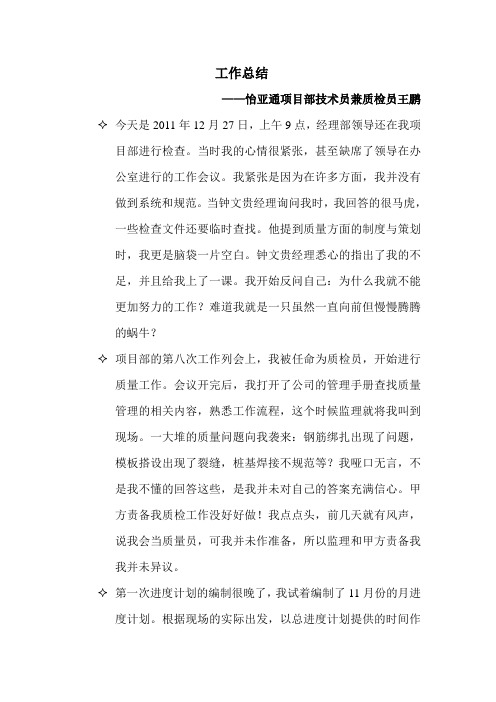 王鹏工作总结