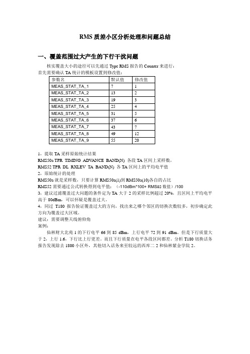 RMS质差小区分析处理和问题总结
