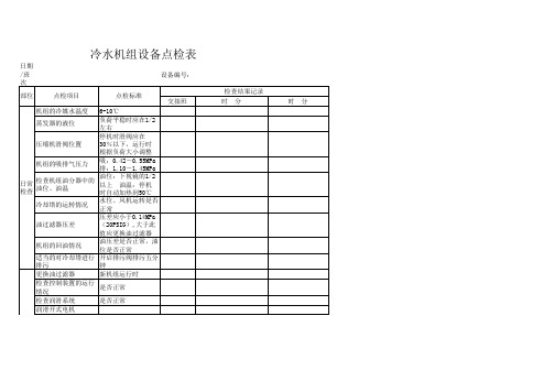 冷水机组设备点检表