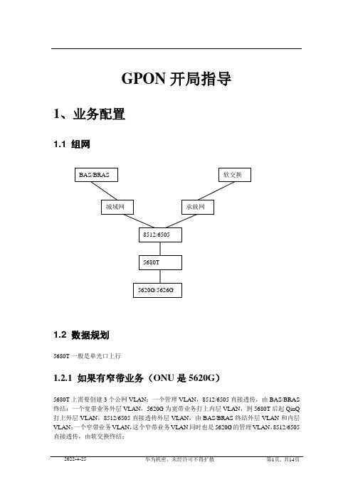 华为OLT MA5680T GPON开局指导 配置指南