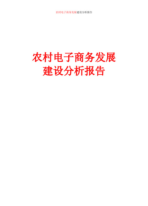 农村电子商务发展建设分析报告