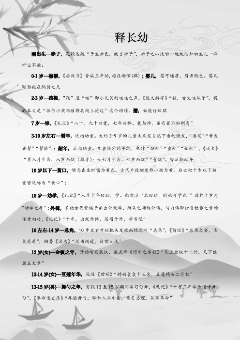 0-140岁 全网最全《古代年龄称谓》严谨皆有出处
