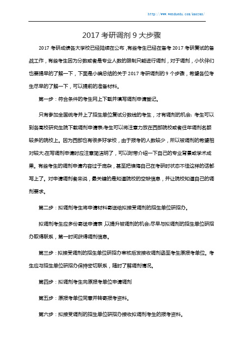 2017考研调剂9大步骤
