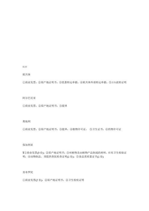 各国进口要求