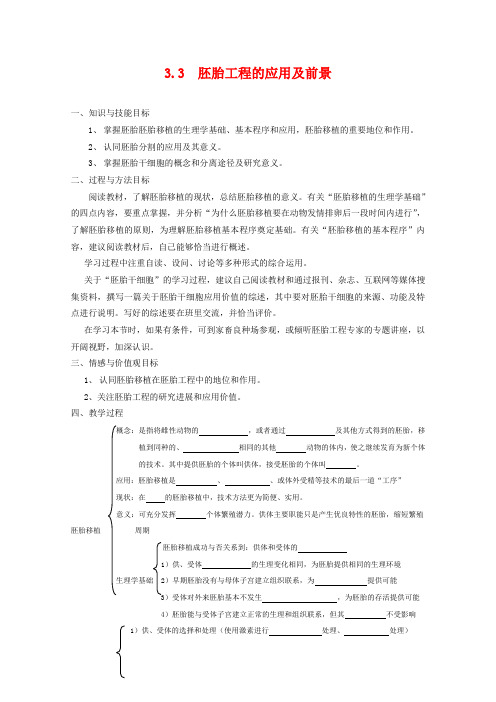 高中生物3.3《胚胎工程的应用及前景》教案全集人教版选修3