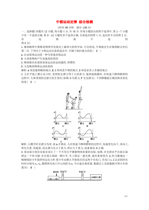 2020版高考物理总复习 第三章 牛顿运动定律综合检测(含解析)