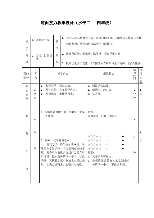 迎面接力教学设计