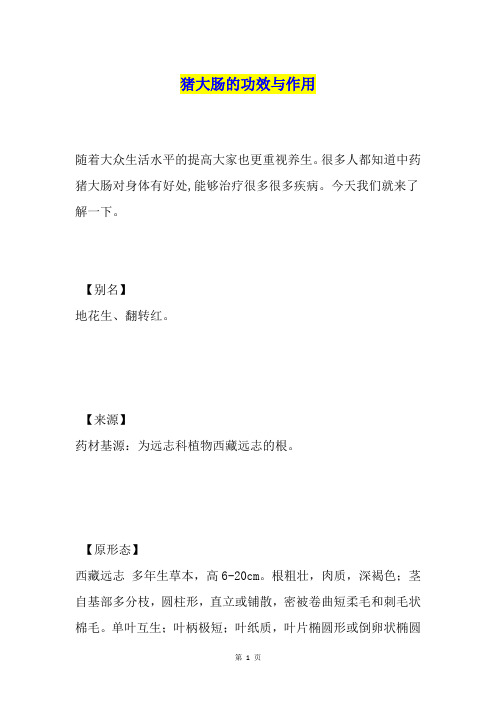 猪大肠的功效与作用