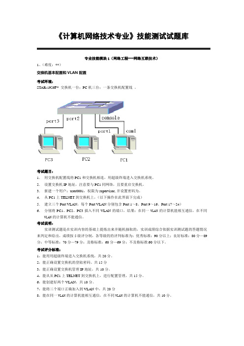网络互联技术技能测试试题库