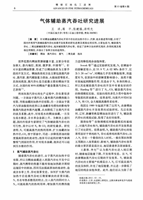 气体辅助蒸汽吞吐研究进展